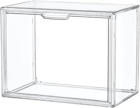 LXLXXL 1PCS Clear Acrylic Storage Box with Lid, Modern Style, Large Size, Stackable, Rectangular, 14.2L x 8.7W x 10.6H, 21.5L Capacity, Toy & Collectible Storage, Display Case