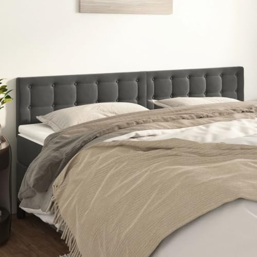 vidaXL Kopfteile 2 STK. Dunkelgrau 100x5x78/88 cm Samt