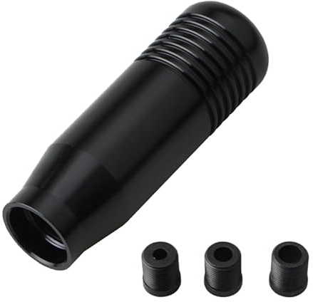 Juttzzei Car Gear Shift Knob, 8.5 CM Universal Gear Knob, Manual 5 Speed 6 Speed Gear Knob, Premium Aluminum Gear Stick Shifter Lever with 3 Adapters for Most Manual Automatic Vehicles(Black)