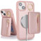 SailorTech iPhone 15 Case with Card Holder, Ring Stand Kickstand - Pink