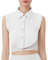 Abnehmbare Damenbluse mit festem Rüschen und falschem Kragen, halb elastischer Taille, Hemdkragen Einlegekragen (White, One Size)