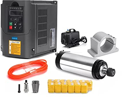 Moteur de broche refroidi par air CNC Kit de moteur de broche refroidi à l'eau 2.2KW broche de fraisage CNC 2.2KW + onduleur 2.2KW + support de broche 80mm + pince ER20 for routeur CNC Pour fraiseuse