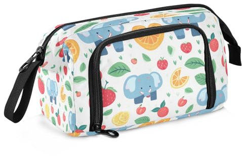 Mnsruu Federmäppchen mit Elefantenmotiv, großes Fassungsvermögen, Federmäppchen, Schreibwaren-Tasche für Büro, Schule, mehrfarbig, Schulranzen