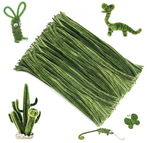 Kujinova 200 Pieces Pipe Cleaners Craft Set, 30 cm Green Pipe Cleaners (Pfeifenreiniger Grün) for Crafts, Ideal for Flowers & Decorations (Green)