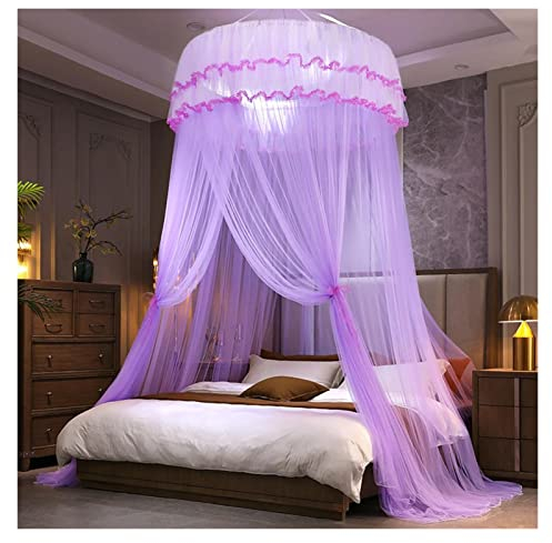 Princess Dome Moskitonetz, Moskitonetz-Baldachin, Insektenschutz, Anti-Moskitonetz-Betthimmel, am besten für Mädchen-Kinderzimmer (Farbe: Lila, Größe: 2,0 x 2,2 m)