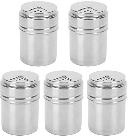 Pack of 5,10.1 Oz Seasonings Spice Shakers, Shaker Rub Spice with Holes Powdered Sugar Shaker with Lid Shaker Cooking Rotatable Cover for Spice Salt Shaker Dispenser