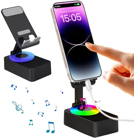 Portable Blutooth Speaker - Charging Station. Adjustable Phone Holder | Phone Tablet Stand Holder Speaker, Cell Phone Stand Folding Phone Stand, Wireless Speaker Cell Phone Stand For Desk Tabletop