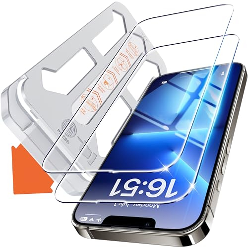 Tentoki für Panzerglas iPhone 13 Pro Max / 14 Plus Panzer Schutz Glas (6,7 Zoll), schutzfolie [Auto Dust-Elimination] 9H+Härte Stoßfest Kratzfest Anti-Fingerabdruck Anti-Öl Anti-Bläschen 2 Stück
