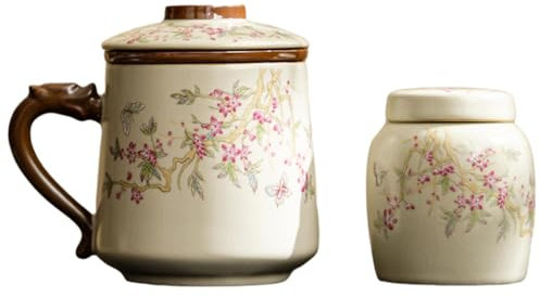 CAPIJIONG Taza de separación de té Ru Horno de 440 ml para el hogar, cerámica, caja de rotulador y lata de té