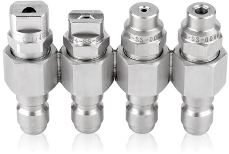 NQEUEPN Washing Tip Holder for 4 GPM Pressure Washer, 4 Way Spray Modes Pressure Washer Nozzle Stainless Steel Power Washing Tips for Quick Connecting Pressure Washer Accessories