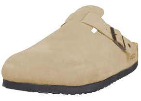 Revo Modische und bequeme Unisex Kork Fußbett Pantoletten, Hausschuhe und Sandalen für Erwachsene, hochwertiges Leder, nachhaltige Herstellung in Spanien (Beige, Gr. 37)