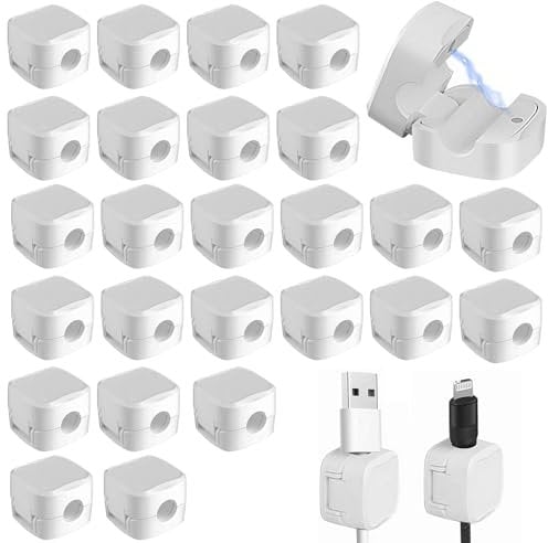 25 Pcs Magnetic Cable Clips,Magnetic Cable Clips Cable Management Strong Adhesive Wire Charger Holder for Nightstand, Cable Holder Clips,Magnetic Cable Holder,Kitchen Appliances, Office Supplies