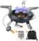 Outdoor Campers Portable Gas Stove: GEEKHOM 16000W Foldable Windproof Propane Stove with Piezo Ignition - Suitable for BBQs, Cooking, and Hiking and Fishing - for Backpackers
