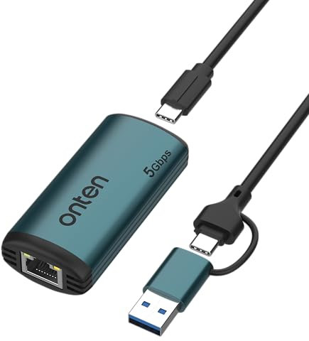 USB-C to Ethernet Adapter - 5Gbps High-Speed,USB-A to RJ45 5000Mbps Ethernet LAN Network Adapter Thunderbolt 4/3 Compatible, for iPhone 15 Pro/Max, MacBook Pro/Air 2023, iPad Pro,iMac and More（5G