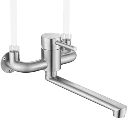 Tondiy Rubinetto a Parete per Lavanderia/Garage, Miscelatore a Muro per Lavello con Interfaccia Verso L'alto da 1/2, Rubinetti Cucina Girevole a 180°, Aeratore Rimovibile, Spazzolato