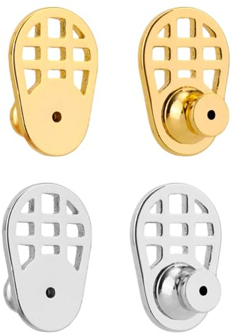 2 Pares de Repuestos para la Parte Trasera Pendientes, Elevadores Soporte Resistentes Cierres Seguridad Duraderos para Pendientes Botón Orejas Caídas y Accesorios de Joyería Grandes (Oro, Plata)