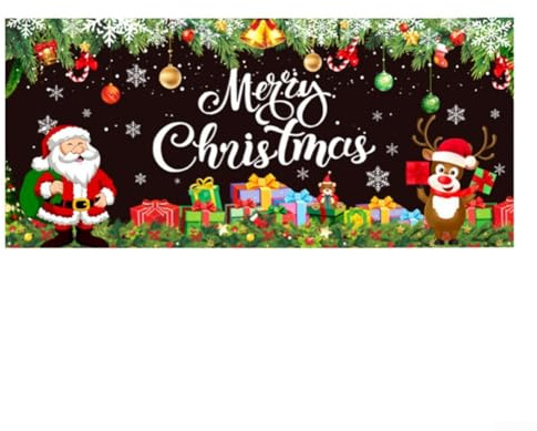 Alanmoship Bannière de porte de garage de Noël en polyester 100D avec motif festif pour décoration saisonnière intérieure ou extérieure (E)