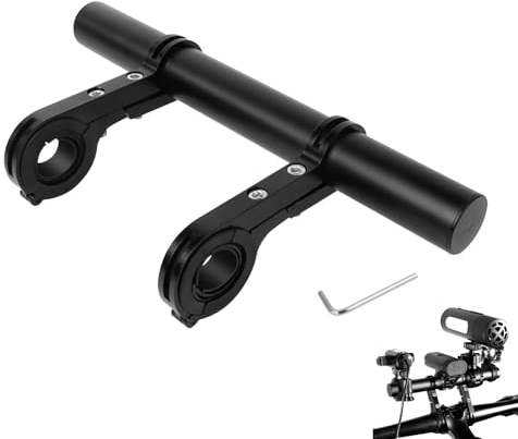 LeeQunQ Bike Handlebar Extender, Aluminum Dual Bike Handlebar Extension Bracket, for Bicycle Light, Speedometer, Gps Device, Action Camera(Black 20cm)