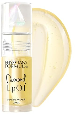 Physicians Formula Mineral Wear Diamond Lip Oil Yellow Diamond – Hochglanz Lippenöl-Serum Hybrid mit Diamond Dust & Vitamin E – Pflegender, Nicht-Klebriger Gloss