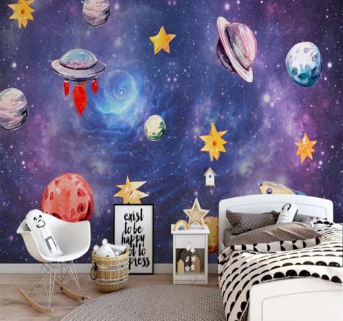 Cartoon Weltraum Sterne Planeten 3D Tapeten Tapete Luxus Home Esszimmer Fototapete Effekt Wohnzimmer Schlafzimmer Kinderzimmer-300cm×210cm