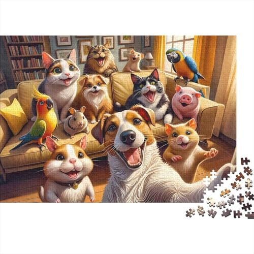 Animal Selfie Jigsaw Puzzle for Adults 1000 Piece Jigsaw Puzzle Indoor Pets Relaxing 52x38cm/1000pcs