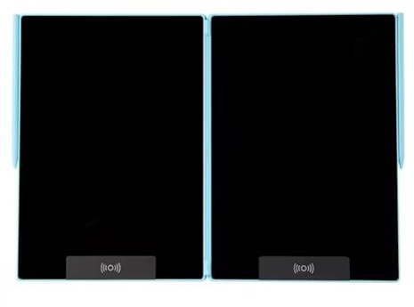 Xnuiasqe Electronic Drawing Board with Split Screen Function-14.3-Inch Folding LCD Handwriting Writing Tablet Includes Note Book and Eraser Blue