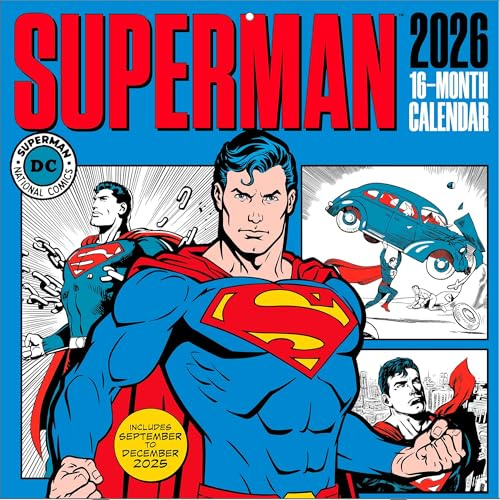 Pyramid International - SUPERMAN 2026 – Broschürenkalender 30×30 cm mit ikonischen DC-Illustrationen – Wandkalender für Comic- & Superhelden-Fans