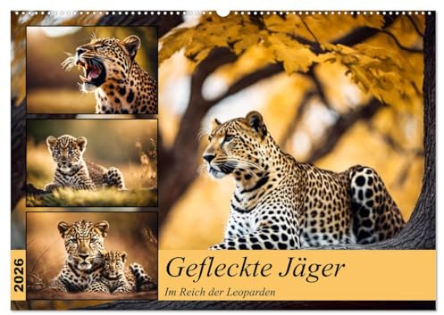Gefleckte Jäger (Wandkalender 2026 DIN A2 quer), CALVENDO Monatskalender: Im Reich der Leoparden (CALVENDO Tiere)