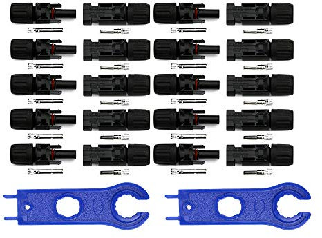 Nuzamas New 10 set di connettori pannello solare maschio femmina per cavo PV pannello solare e 1 coppia di chiavi inglesi attrezzo per montaggio connettori
