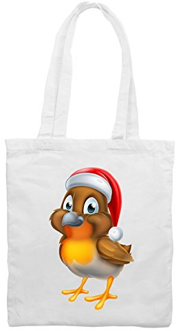 Einkaufstasche mit Cartoon-Motiv und Rotkehlchen