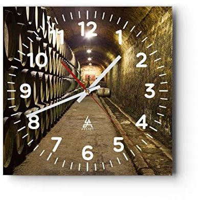 Modern Wanduhr Architektur Fässer Traube 30x30cm Quadrat Klein Wand Uhr Glas Analog Zimmeruhren Küche Büro Wohnzimmer Glasuhr Wall Clock Dekoration Design Wanddekoration Küchenuhr C4AC30x30-2115