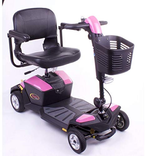 Pride Mobility Apex Rapid Mobility Scooter - Compact Travel Power Scooter - Portable, Pink