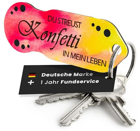 Einkaufswagenlöser ® Konfetti/Entriegler für Einkaufswagen – inkl. 1 Jahr Schlüsselfundservice/Einkaufswagenchip abziehbar/Einkaufschip zum rausziehen/Schlüsselanhänger Metall / 1 Stück