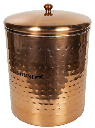 Hound Stainless Steel Pet Treat Jar Hammered Antique Copper Treat Cannister, XL, 600 g