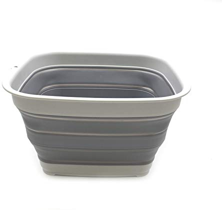 SAMMART 15L zusammenklappbare Wanne – Faltbare Geschirrwanne – tragbares Waschbecken – platzsparende Kunststoff-Waschwanne (Dunkelgrau)