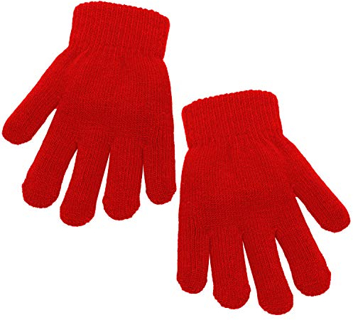 Cooraby Kinder Handschuhe Dicke Winter Strickhandschuhe dehnbar volle Finger Handschuhe Fäustling für Jungen und Mädchen Gr. 1-3 Jahre, rot
