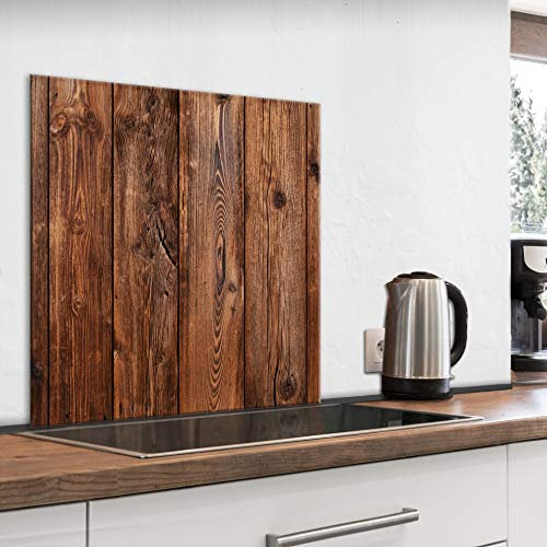 murando Glass Splashback for Kitchen Backsplash Cooker Protector Tempered Glass Decorative Wall Art Panel Heat Resistant Graphic 60x60 cm / 24x24 Wood f-B-0285-aq-a