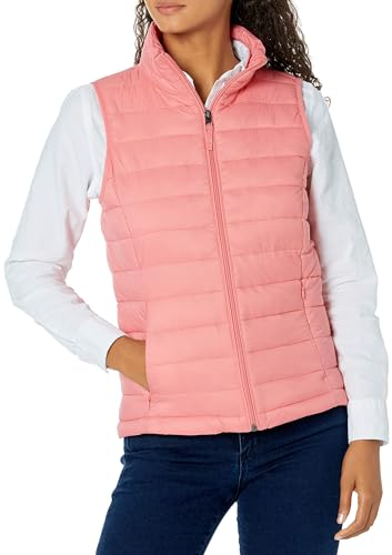 Amazon Essentials Damen Leichte, Wasserbeständige Pufferweste, Verstaubar, Rosa, M
