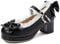 KISSASA Womens Cute Platform Shoes Chunky Mary Jane Heels Bow Court Shoes Size 6UK,Black