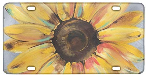 TOADDMOS Stilvolle Sonnenblumen-Auto-Frontkennzeichen, Vanity-Tag, Metall-Autoschild, Aluminium-Kennzeichen für Herren/Frauen/Jungen/Mädchen, Auto, 15,2 x 30,5 cm