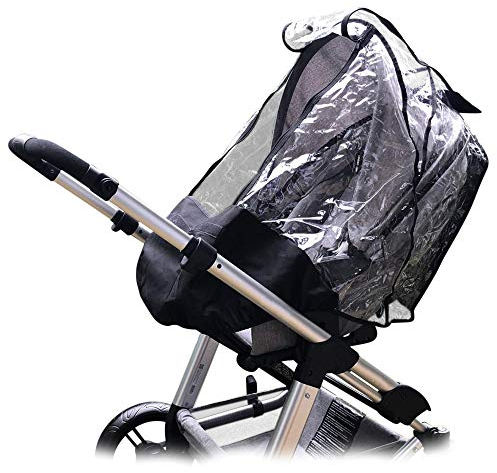 ECOLLY Universal Regenschutz für Sportwagen & Buggy mit großem Sichtfenster & Reissverschluss, stabiler Schutz gegen Regen & Wind, einfache Montage - schwarz