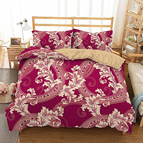 LTHCELE Bettlaken Betttuch Atmungsaktiv Matratze Cover 135 x 200 cm Mode Pflanze Blume Muster Bettwäsche Set 3 Teilig Bettbezüge Mikrofaser Bettbezug mit Reißverschluss und 2 Kissenbezug