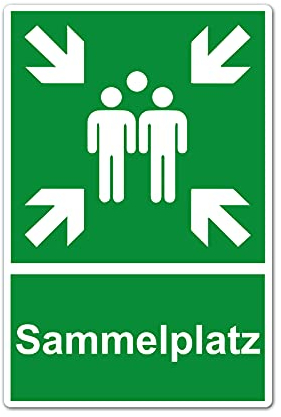 Sammelplatz Sammelstelle Sammelpunkt Schild 20 x 30 cm aus stabiler PVC Hartschaumplatte 3mm mit UV-Schutz von STROBO