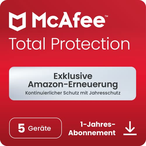 McAfee Total Protection (5 Geräte) 2025 | Secure VPN, Sicherheitssoftware mit Virenschutz,Kennwort-Manager, Identitätsüberwachung |Amazon Abonnements