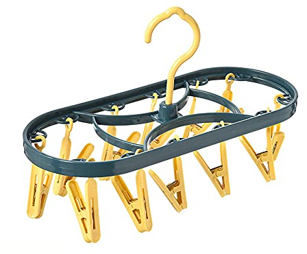 Tendedero Colgador ,Percha de Ropa con 12 Clips,para Estante para Interior,lencería,Ropa de Bebé y Pequeñas Piezas de Ropa Sucia,Calcetines,Guantes.