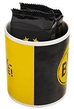 Borussia Dortmund BVB Geschenkset Tasse befüllt mit Waffeln Kaffeetasse gefüllt