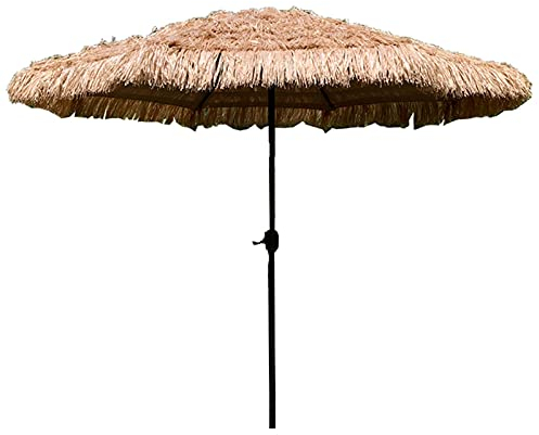 JYCCH Stroh-Sonnenschirm aus Stroh, handgekurbelter Regenschirm, Hardcore, Outdoor-Sonnenschutz für Garten, Balkon, Terrasse, Strand, 270 cm