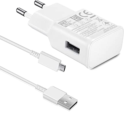 Ladegerät kompatibel mit Samsung Galaxy S7 S6 S5 S4 S3 S2 A2S A3 (A5 2017) A6S A7 A8 A9 A10 Tab A9 A6 J7 J6 J5 J3 tab 7 6 Tablet 4 Edge Schnellladegerät mit Micro USB 1,5 m Kabel ladekabel (Weiß)