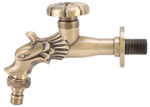 Gartenwasserhahn Antik, Vintage Messing Wasserhahn mit Langem Gewinde G1/2 für Wandmontage Küche Bad Außenbereich Garten