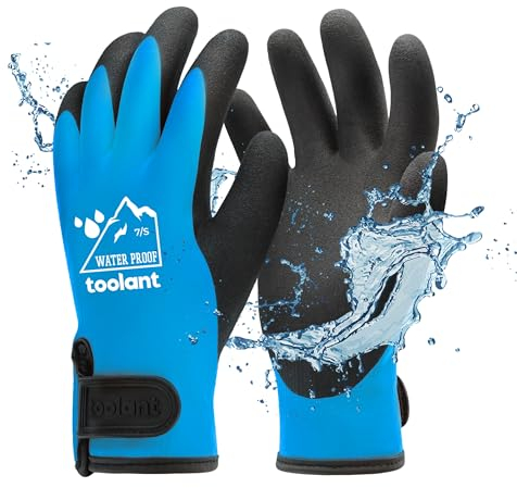 toolant 100% Waaserdichte Arbeitshandschuhe für Herren und Damen, Arbeitshandschuhe Winter für kaltes Wetter, Touchscreen, Warme Thermohandschuhe, Blau, S
